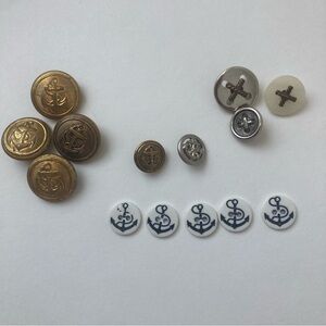 Elegant Anchor Buttons Gold, Silver, White Nautical Sail Sew Craft Projects